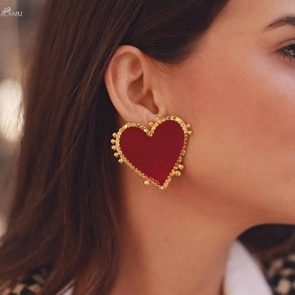 Inglenook Boutique Jewelry - 'Fancy Me' Red Enamel Heart Earrings